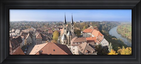 Framed Old town viewed from Blue Tower, Bad Wimpfen, Baden-Wurttemberg, Germany Print
