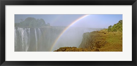 Framed Rainbow form in the spray created by the water cascading over the Victoria Falls, Zimbabwe Print