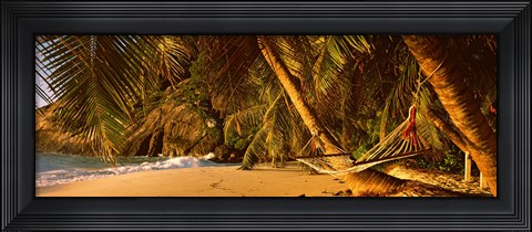 Framed Hammock between two palm trees, Seychelles Print
