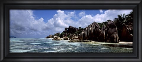 Framed Rock formations at the coast, Anse Source d&#39;Argent, La Digue Island, Seychelles Print