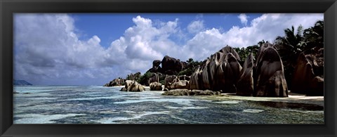 Framed Rock formations at the coast, Anse Source d&#39;Argent, La Digue Island, Seychelles Print