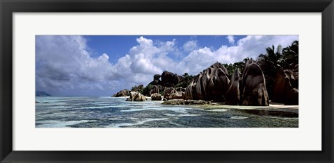 Framed Rock formations at the coast, Anse Source d&#39;Argent, La Digue Island, Seychelles Print