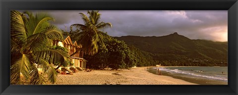 Framed Hotel apartments on Beau Vallon beach, Mahe Island, Seychelles Print