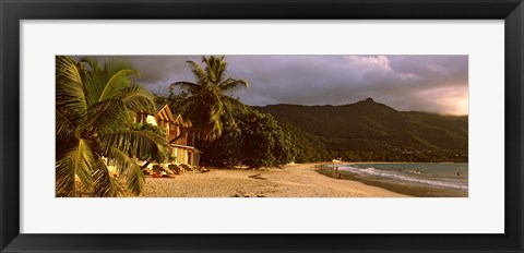 Framed Hotel apartments on Beau Vallon beach, Mahe Island, Seychelles Print