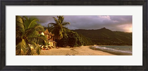 Framed Hotel apartments on Beau Vallon beach, Mahe Island, Seychelles Print
