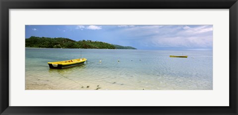 Framed Small fishing boat in the ocean, Baie Lazare, Mahe Island, Seychelles Print