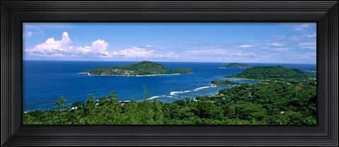 Framed View over Anse L&#39;Islette and Therese Island, Seychelles Print