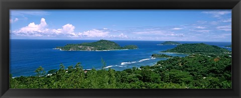 Framed View over Anse L&#39;Islette and Therese Island, Seychelles Print