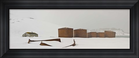 Framed Abandoned British bases at Whalers Bay, Deception Island, Bransfield Strait, South Shetland Islands, Antarctic Peninsula Print