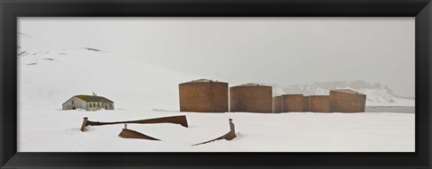 Framed Abandoned British bases at Whalers Bay, Deception Island, Bransfield Strait, South Shetland Islands, Antarctic Peninsula Print