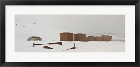 Framed Abandoned British bases at Whalers Bay, Deception Island, Bransfield Strait, South Shetland Islands, Antarctic Peninsula Print