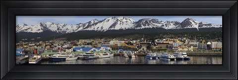 Framed Boats at a harbor, Ushuaia, Tierra Del Fuego, Patagonia, Argentina Print