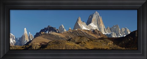 Framed Low angle view of mountains, Mt Fitzroy, Cerro Torre, Argentine Glaciers National Park, Patagonia, Argentina Print
