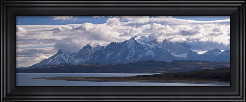 Framed Snow covered mountain range, Torres Del Paine, Torres Del Paine National Park, Chile Print