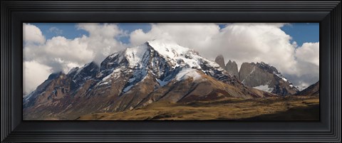 Framed Clouds over snowcapped mountains, Towers of Paine, Mt Almirante Nieto, Torres Del Paine National Park, Chile Print