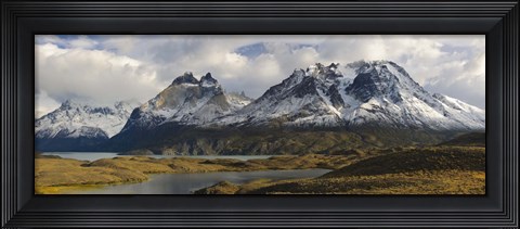 Framed Clouds over snowcapped mountain, Grand Paine, Mt Almirante Nieto, Torres Del Paine National Park, Chile Print