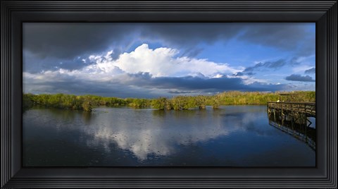 Framed Reflection of clouds in a lake, Everglades National Park, Florida, USA Print