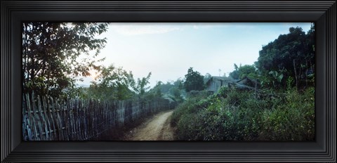 Framed Dirt road passing through an indigenous village, Chiang Mai, Thailand Print