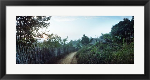 Framed Dirt road passing through an indigenous village, Chiang Mai, Thailand Print