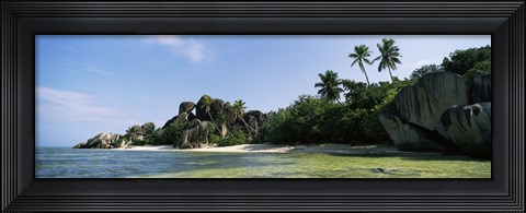 Framed Rock formations on the coast, Anse Source d&#39;Argent, La Digue Island, Seychelles Print