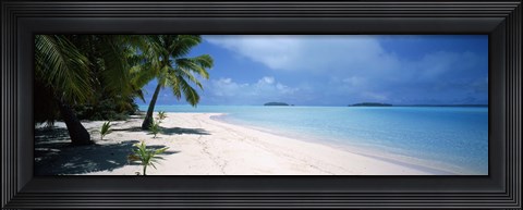 Framed Palm trees on the beach, Tapuaetai, Aitutaki, Cook Islands Print