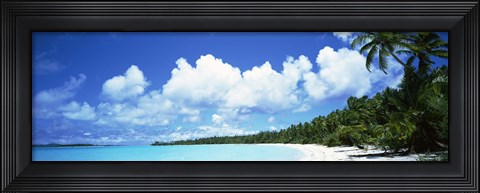 Framed Clouds over an island, Akaiami, Aitutaki, Cook Islands Print