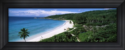 Framed High angle view of Grand Anse Beach, La Digue Island, Seychelles Print