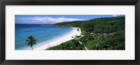 Framed High angle view of Grand Anse Beach, La Digue Island, Seychelles Print