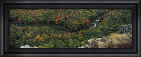 Framed Fall colors on mountains near Lake of the Clouds, Ontonagon County, Upper Peninsula, Michigan, USA Print