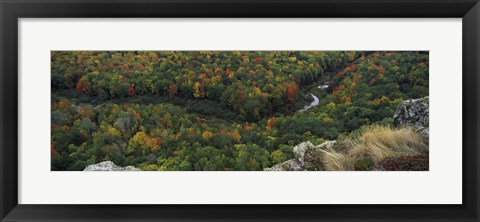 Framed Fall colors on mountains near Lake of the Clouds, Ontonagon County, Upper Peninsula, Michigan, USA Print