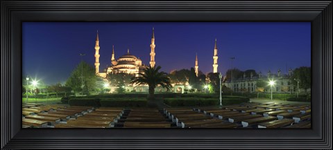 Framed Mosque lit up at night, Blue Mosque, Istanbul, Turkey Print