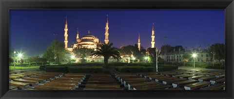 Framed Mosque lit up at night, Blue Mosque, Istanbul, Turkey Print