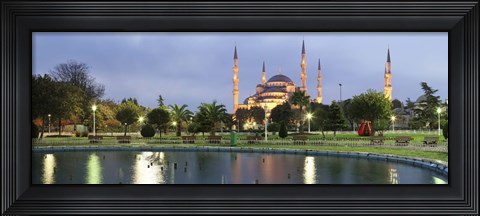 Framed Blue Mosque Lit Up at Dusk, Istanbul, Turkey Print