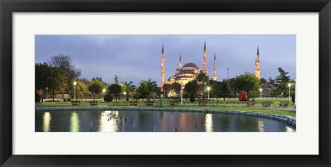 Framed Blue Mosque Lit Up at Dusk, Istanbul, Turkey Print