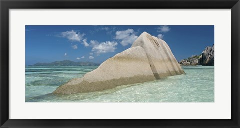 Framed Boulders on the beach, Anse Source d&#39;Argent, La Digue Island, Seychelles Print