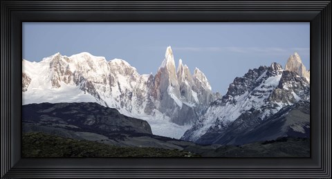 Framed Snowcapped mountain range, Mt Fitzroy, Argentine Glaciers National Park, Santa Cruz Province, Patagonia, Argentina Print