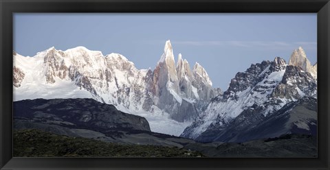 Framed Snowcapped mountain range, Mt Fitzroy, Argentine Glaciers National Park, Santa Cruz Province, Patagonia, Argentina Print