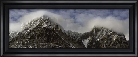 Framed Clouds over Snowcapped mountain range, Paine Massif, Torres del Paine National Park, Magallanes Region, Patagonia, Chile Print