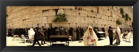 Framed People praying in front of the Wailing Wall, Jerusalem, Israel Print