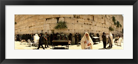 Framed People praying in front of the Wailing Wall, Jerusalem, Israel Print