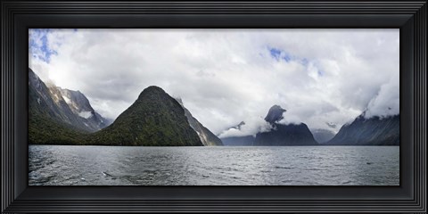 Framed Rock formations in the Pacific Ocean, Milford Sound, Fiordland National Park, South Island, New Zealand Print