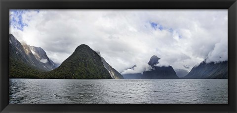 Framed Rock formations in the Pacific Ocean, Milford Sound, Fiordland National Park, South Island, New Zealand Print