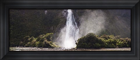 Framed Waterfall at Milford Sound, Fiordland National Park, South Island, New Zealand Print