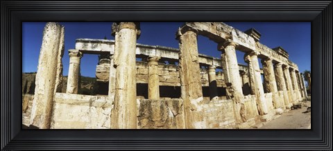Framed Close up of columns in ruins, Hierapolis at Pamukkale, Anatolia, Central Anatolia Region, Turkey Print