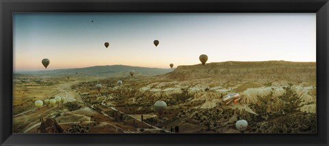Framed Hot air balloons over a valley, Cappadocia, Central Anatolia Region, Turkey Print