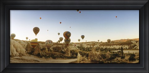 Framed Hot air balloons taking off, Cappadocia, Central Anatolia Region, Turkey Print