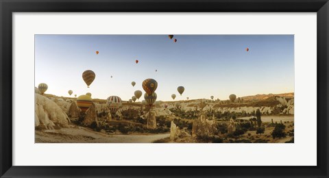 Framed Hot air balloons taking off, Cappadocia, Central Anatolia Region, Turkey Print