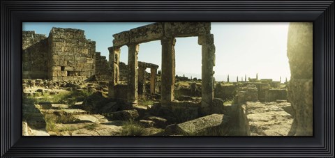 Framed Roman town ruins of Hierapolis at Pamukkale, Anatolia, Central Anatolia Region, Turkey Print