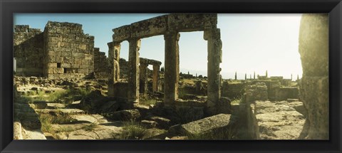 Framed Roman town ruins of Hierapolis at Pamukkale, Anatolia, Central Anatolia Region, Turkey Print