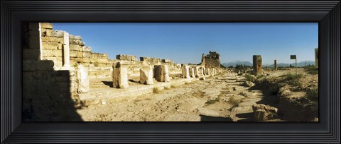 Framed Ruins of Hierapolis at Pamukkale with mountains in the background, Anatolia, Central Anatolia Region, Turkey Print